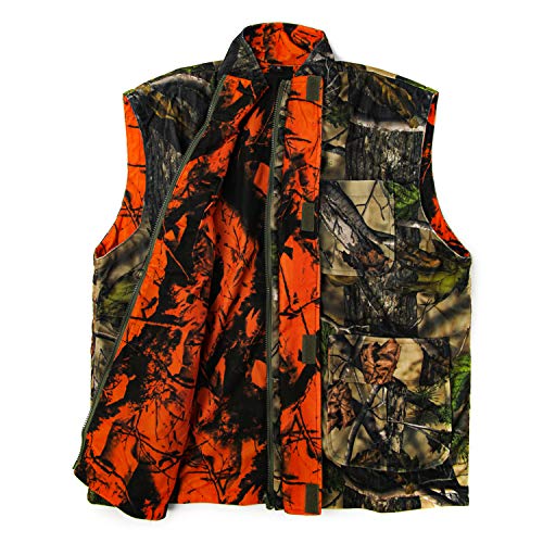 GUGULUZA Orange Camo Hunting Vest, Game Vest for Outdoor Fishing Hiking Camping Mountaineering, S-XL Size (XL)