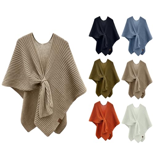 HGps8w Women's Elegant Shawl Wrap - Cross Front Poncho Cape - Wrap Topper Knitted Cardigans Sweater Shawls2
