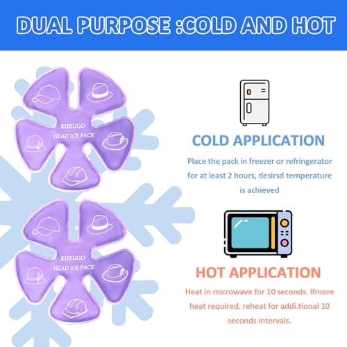 Image of Ice Pack for Hard Hat & Helmet - Reusable Gel Cooling Insert for Baseball Cap, Summer Heat Relief, Keep Head Cool for Outdoor Work, Construction & Sports (2 Pack, Purple)