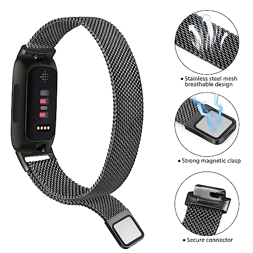 Vancle Strap compatible with Fitbit Inspire 3 Straps for Women Men Stainless Steel Mesh Loop Adjustable Wristband Replacement Strap (Black) - Image 4