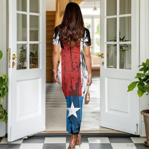 Image of Womens Short Sleeve Jamaican Flag Midi Bodycon Dress