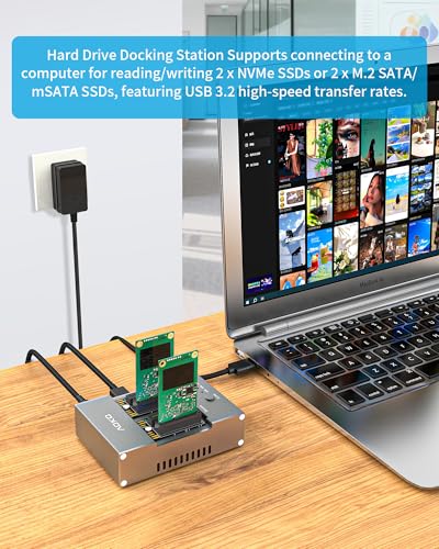 AOKO M.2/mSATA SSD Duplicator Cloner ,PCIE NVMe/NGFF SSD Copier,USB C to NVMe SATA miniSATA Docking Station, M.2 Reader& Enclosure for Both (M Key, B+M Key),Supports Offline Clone