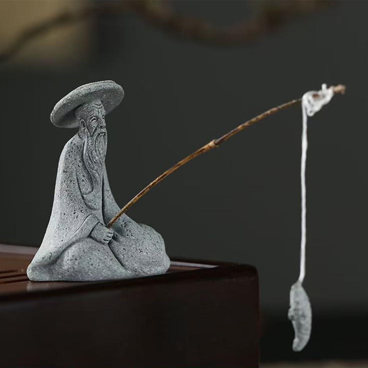 Amazon.com: livelyfish Mini Fisherman Statue Asian Zen Decoration