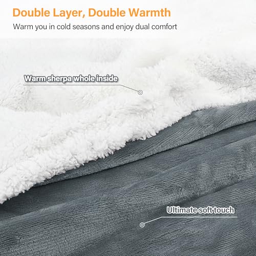 Image of Catalonia Sherpa Wearable Blanket with Sleeves Arms,Super Soft Warm Comfy Large Fleece Plush Sleeved TV Throws Wrap Robe Blanket for Adult Women and Men Grey