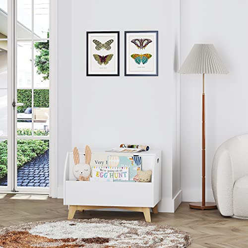 Utex Children Toy Box With Front Book Storage Area, Kids Toy Storage Bench, White #TOP4
