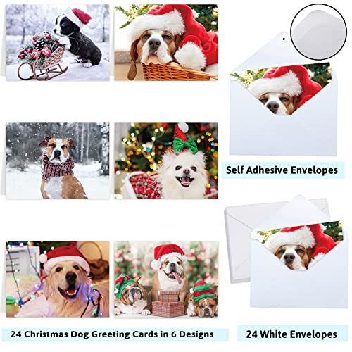 Fancy Land Dog Christmas Cards Assortment Holiday Greeting Card With Envelopes 24Pcs #TOP27