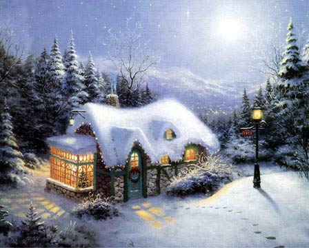WAZHCY Digitales Malen der verschneiten Hütte im Sonnenuntergang Winter DIY Digitales Malen Acryl Einzigartige Leinwand…