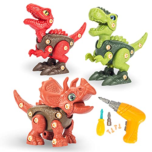 Mom&Myaboys Kids Dinosaursplanet Toys Creator Mighty Dinosaurs Build Toys Take Apart Dinosaur Toys For 3 4 5 6 7 Yr Old Kids, Education Toys For Kids Ages 4-8,Best Gift For Kids Birthday Gift (3Pcs S) #TOP5