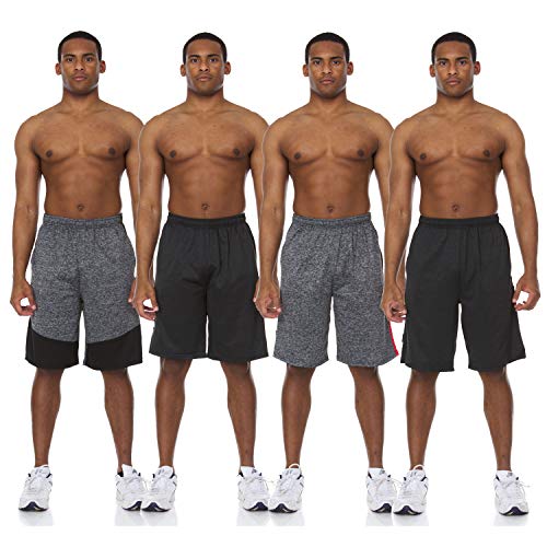 4 Pack: Men's Active Performance Athletic Basketball Gym Knit Shorts with Pockets Big and Tall S-4XL (2X-Large, Set A)