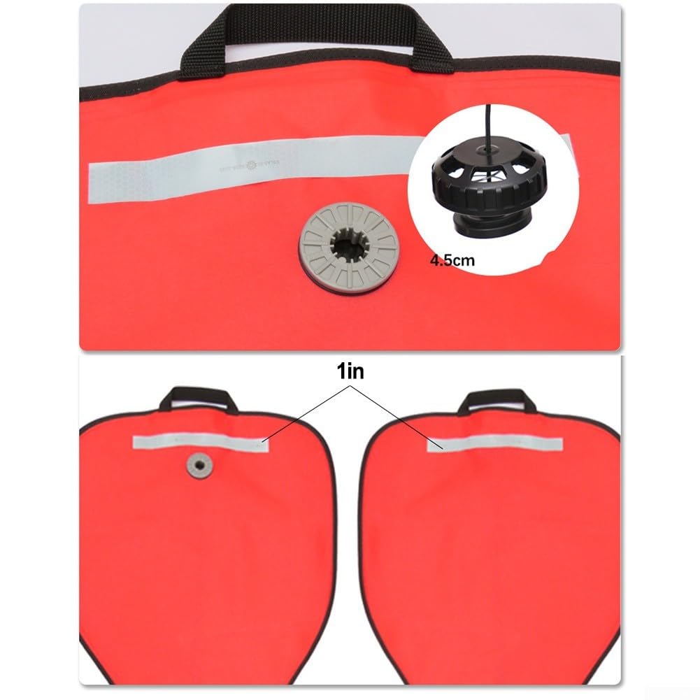 Taucher Hebesack 50 Lbs Reflektierender Auftriebsbeutel aus Nylon TPU-Beschichtung für Unterwasser(Red)
