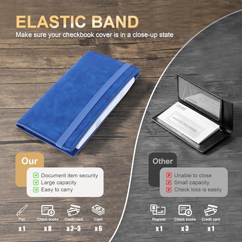 Image of CASMONAL Checkbook Covers for Personal Checkbook Holder RFID Premium Vegan Leather Checkbook Cover for Duplicate Checks