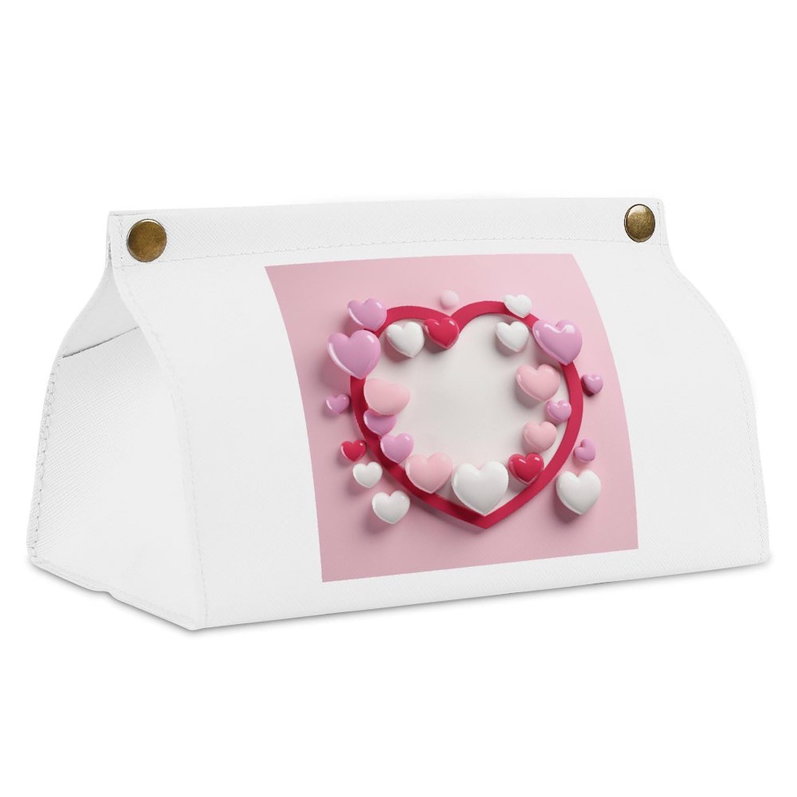 Heart Shape White Tissue Box Cover Rectangle PU Leather Cover for Tissue Boxes Modern Tissue Holder for Bathroom Office Tissue Holders Decorative Cute Napkin Holder for Kitchen Bedroom