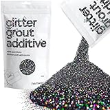 Hemway Glitter Grout Additive add Sparkle to Mosaic Tiles, Bathrooms, Wet Rooms, Kitchens, Tiled Based Rooms and Cement Based Grouts 100g / 3.5oz - Black Holographic