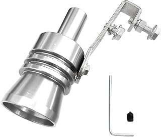 Exhaust Whistle, Aluminum Alloy Sound Whistle Exhaust Muffler Sound Booster, Car Roar Maker Tail Pipe Whistle, Car Blow off Valve Tip Simulator Whistler (Silver, XL)