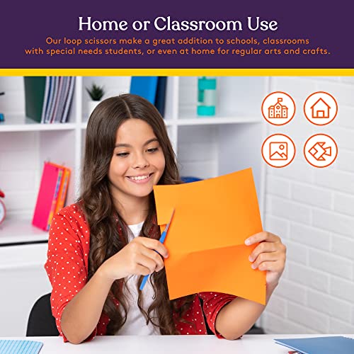 Special Supplies Loop Scissors For Teens And Adults 8 Inches (6-Pack) Colorful Looped, Adaptive Design, Right And Lefty Support, Small, Easy-Open Squeeze Handles, Supports Elderly And Special Needs #TOP5