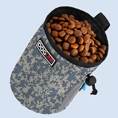 Image of Dogline Dog Treat Pouch: Puppy Training Bag, Pet Kibbles and Snacks Holder, Litter Waste Bags Dispenser with Adjustable Drawstring Closure, Large Capacity with Mesh Pocket, Strong Nylon Material