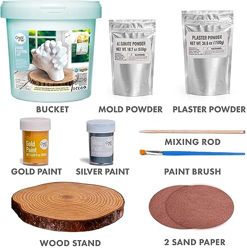Hand Casting Kit By Craft It Up! - DIY Plaster Statue Molding Kit - Hand Holding Craft for Couples Activity Set - Unique Baby Shower, Anniversary, Wedding Gift - Baby Hand And Feet Mold Keepsake 8 51cdl1Ap3EL. AC