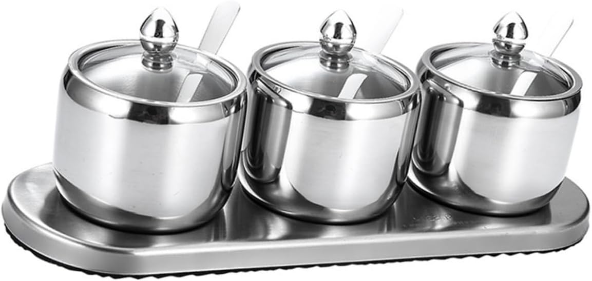 Alipis Stainless Steel Seasoning Jar Spice Storage Containers Lids Kitchen Canisters for Salt Sugar Tea Food Storage Jars