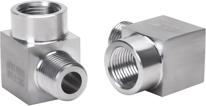 90 Degree Street Elbow - 3/8" NPT Male to 3/8" NPT Female Stainless Steel 304 Heavy Duty Forged Square Barstock Street Elbow Adapter Pipe Fitting pack of 2