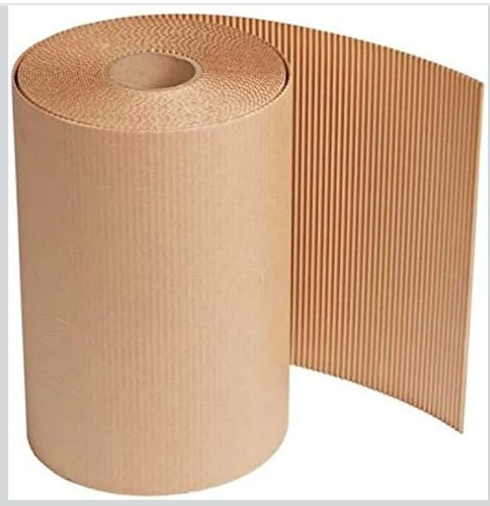 Brown Corrugated Kraft Paper Roll, Single Face N Flute, Perfect for Shipping, Packing, Craft, Art, Wrapping, Pack of 1