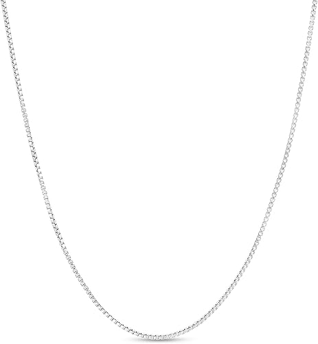 Matoa Box Chain Sterling SilverSolid Gold 1MM, 925 Sterling Silver Chain Necklace for Women, Delicate Italian Box Chain Necklace, Thin Sterling