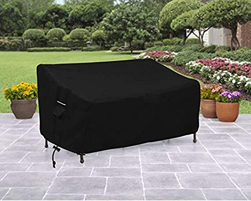Patio Outdoor Sofa Covers Waterproof Black Loveseat Covers,Lawn Bench Covers Stackable Heavy Duty Outside Couch Covers Patio Furniture Covers,Outdoor Lounge Seat Covers Water Resistant,Black #TOP6