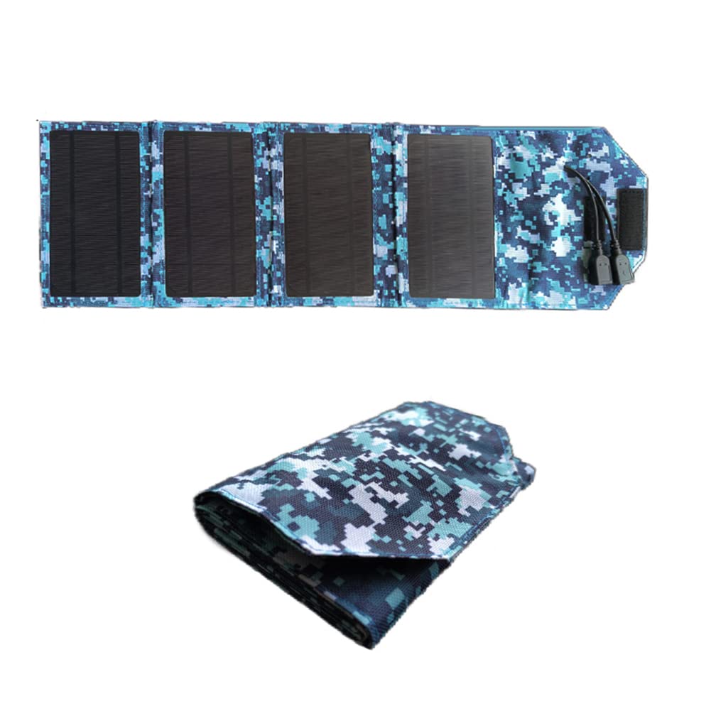 Caricatore Solare 21W Portatile USB 5V 3A Uscita Esterno Pieghevole Pannello Solare Campeggio Viaggi per Smartphone, Tablet, Fotocamera, Ventilatore, Luce, Power Bank,Blue