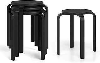 Giantex Stackable Stools Set of 4, 18" Round Stacking Backless Nesting Stools, School Chairs, Flexible Seating for Classroom Elementary, Students, Adults, Kitchen, Dining Room, Black