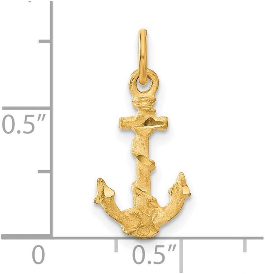 JewelryWeb 14k Yellow Gold Nautical Ship Mariner Anchor Charm 22.6x10.5mm Pendant Necklace for Women - Image 2