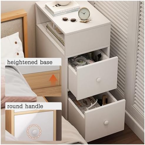 Minimalist Nightstand with Open Shelf & Drawers, Stylish Bedside Table for Bedroom & Living Room, Versatile Bedroom Locker, Creative End Table Solution