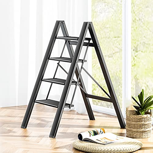 Taburete escalera plegable con pedal ancho antideslizante robusto para adultos en el hogar 5