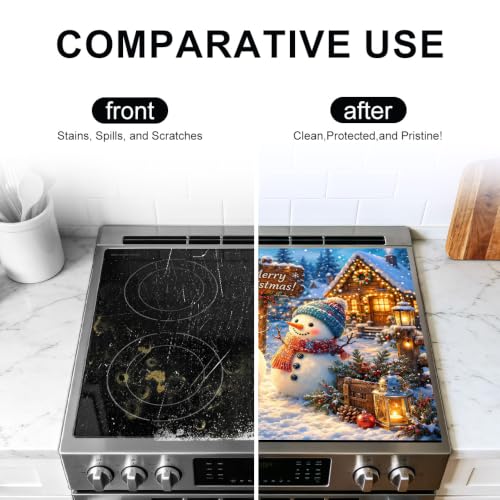 Image of Merry Christmas Snowman Stove Top Cover for Electric Stove Mat