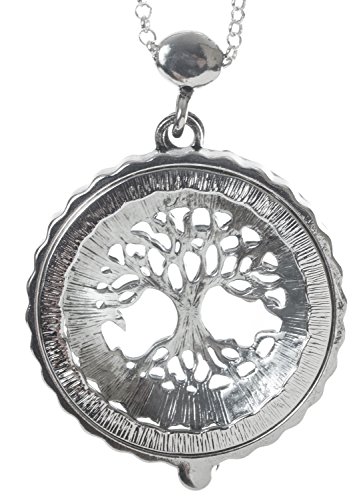 Artisan Owl Tree of Life 4x Magnifier Magnifying Glass Sliding Top Pendant Necklace, 30"3