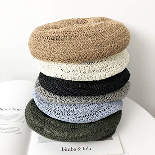 Tendycoco Straw Beret Hat Summer Woven Frech Hat Travel Beach Basque Beret Art Hat For Women Girls Lady - Black #TOP6
