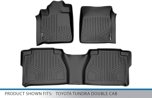 Miniatura 5 de SMARTLINER Juego de tapetes de piso de ajuste personalizado de 2 filas para Toyota Tundra 2007-2011