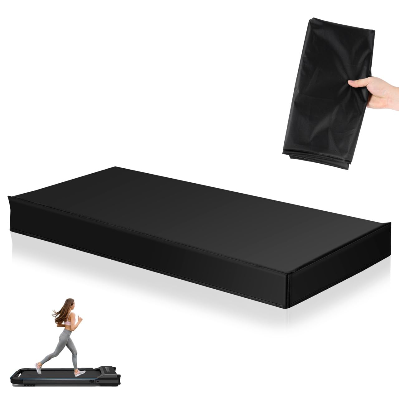 HEMOTON under Desk Treadmill Cover Waterproof Oxford Cloth Protector for Folding Running Machine Lightweight Portable Workout Equipment Cover with Secure Fit 55.12X27.95X5.91In