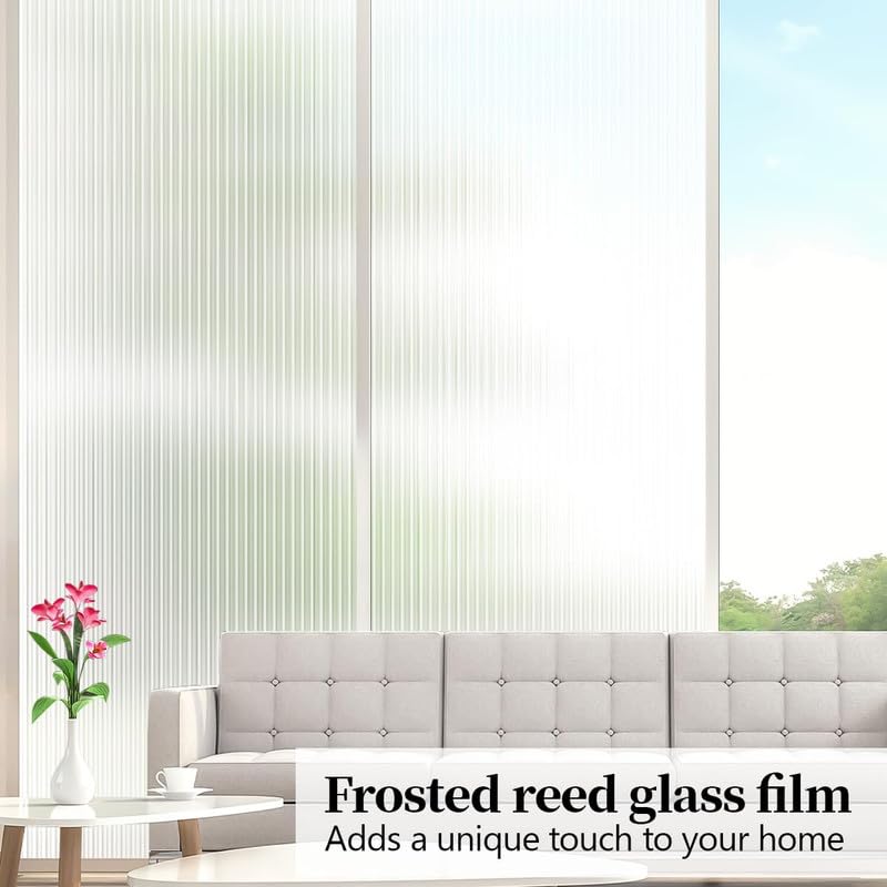 Image of Window Privacy Film Tint Glass Film Self Adhesive Glass Film - Fluted |16 X 84 Inchs
