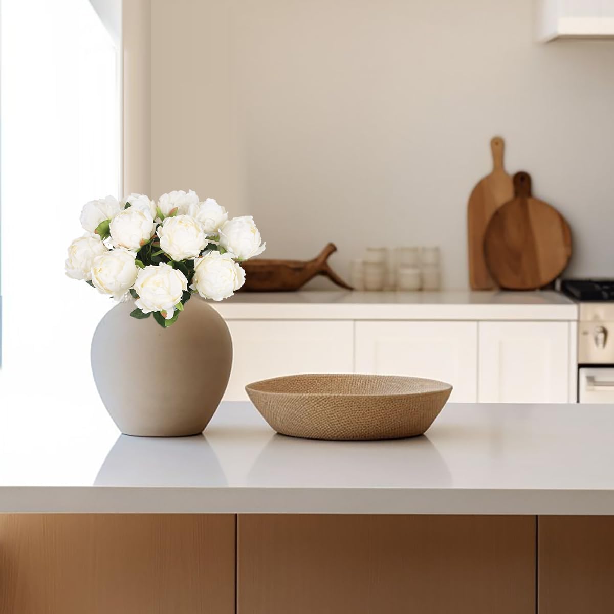 10pcs White Silk Peonies with Single Stem - Faux Flowers for Wedding Table Centerpieces, Home Decorations, Bridal Bouquets & Floral Arrangements - Image 2