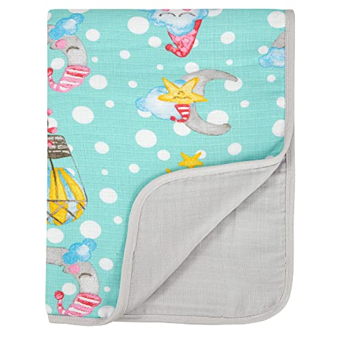 Image of DREAMS & DIMPLES Muslin Baby Blanket 4 Layered 100% Cotton Baby Blankets for Newborn, Toddler, & Infant | Baby Muslin Blankets for Stroller | 47” x 47” Muslin Toddler Blanket (Dream World)