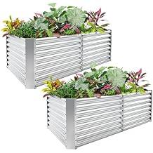 Land Guard 2 Pack 842ft Galvanized Raised Garden Bed Kit, Galvanized Planter Raised Garden Boxes Outdoor, Large Metal Raised Garden Beds for Vegetables Silver
