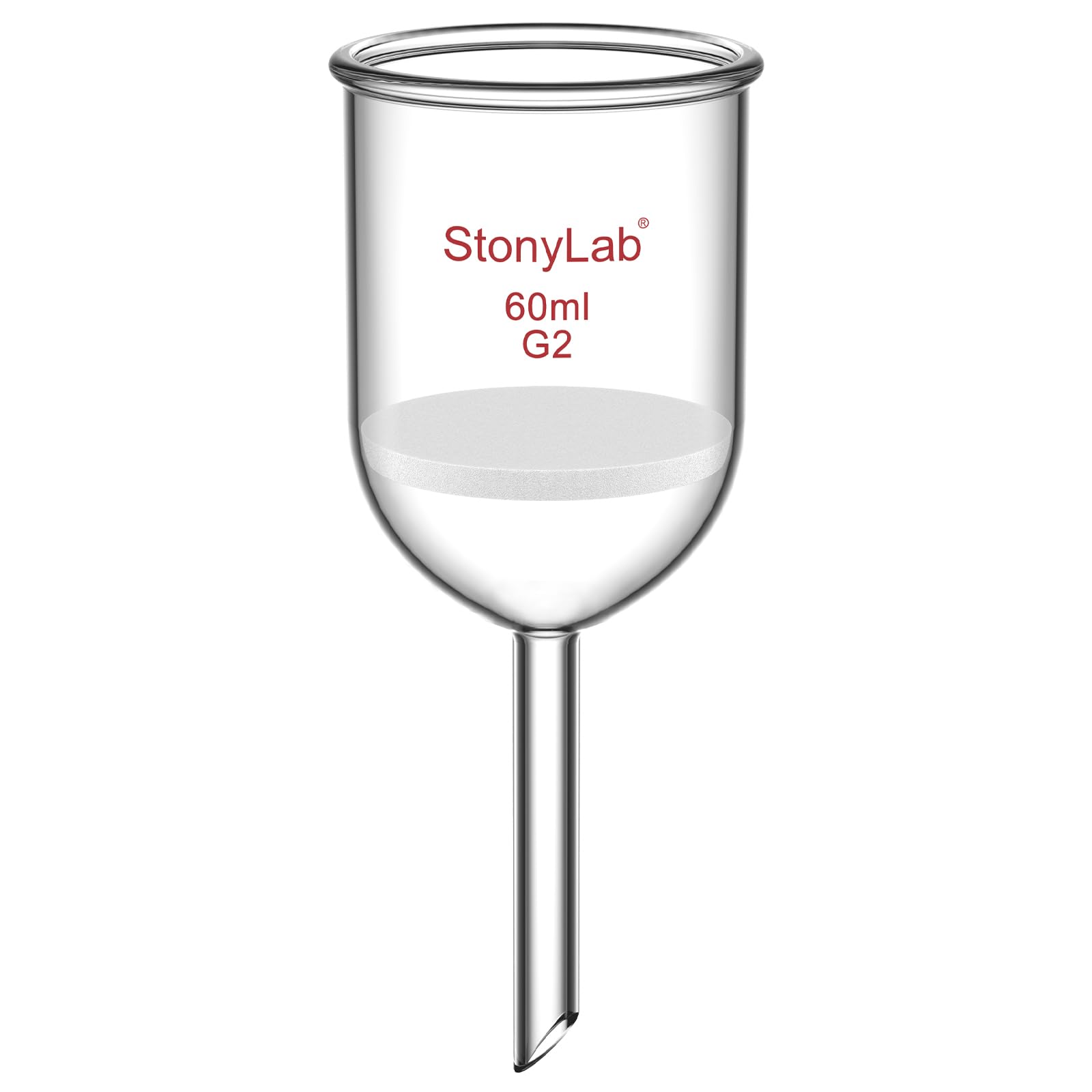 StonyLab Imbuto Filtrante Buchner in Vetro Borosilicato con Fritta Media (G2), Diametro Interno 46mm, Profondità 60mm (60 mL)