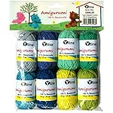 100% algodón. Yline Juego de ovillos de Lana Amigurumi 10 g, 100% algodón, Hilo, Lana de Punto, Hilo de Ganchillo, 3098-05