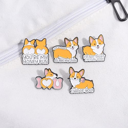 Image of Funny Animal Enamel Pins Set Corgi Frog Goose Cat Themed Badge Pins for Backpack Novelty Lapel Pins for Clothes Cartoon Brooches for Hats Bags Jackets