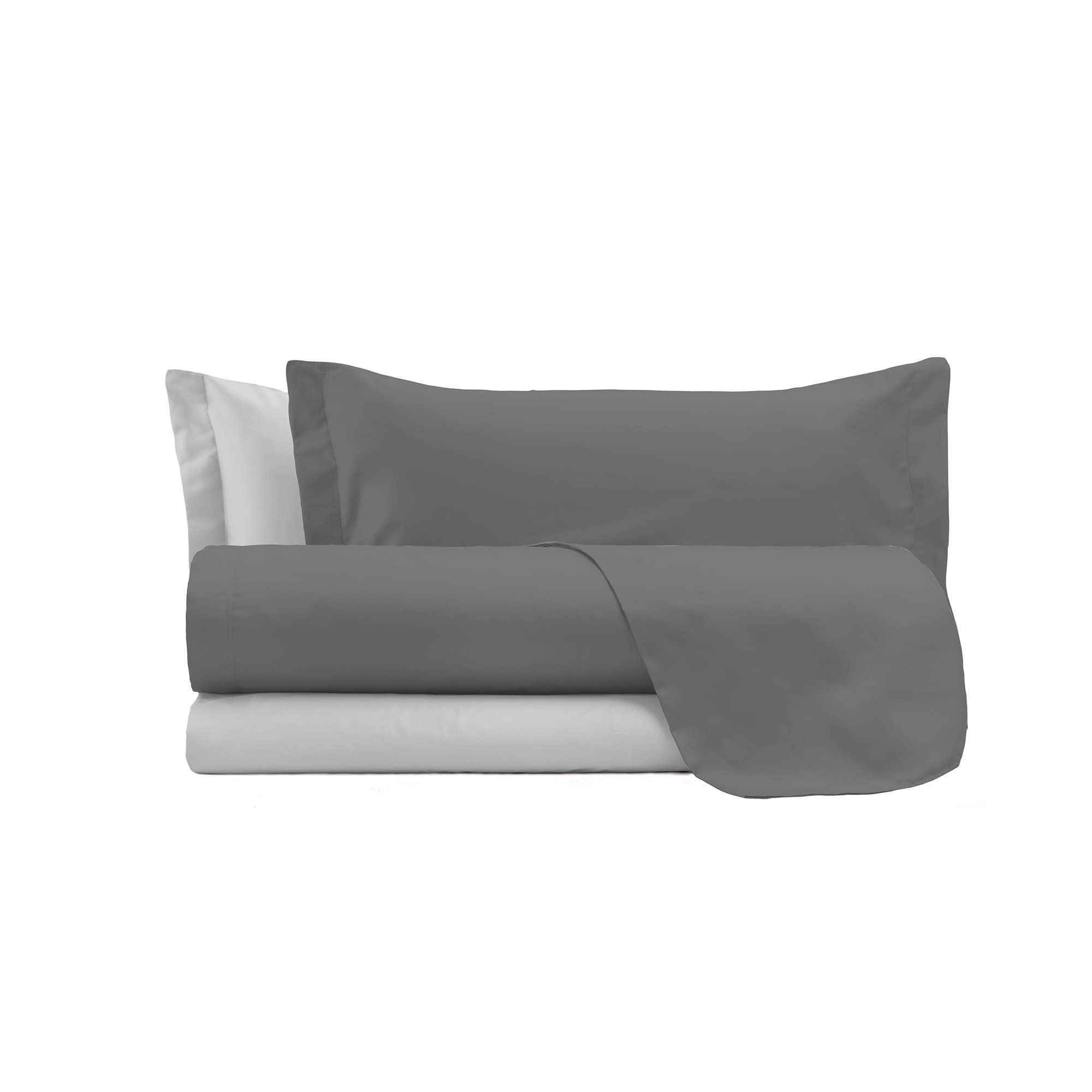 Italian Bed Linen Bettwäsche-Set – 100% Baumwolle, Dunkelgrau/hellgrau, Für 160x190 Cm Bett
