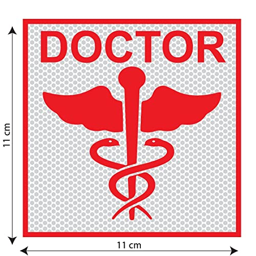 Image of CVANU Doctor Reflective Vinyl Exterior Decal for Vehicle 2pcs (11x11cm) Red cv7