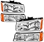 AUTOSAVER88 Headlight Assembly Compatible with 03 04 05 06 Chevy Silverado Avalanche 1500/2500/3500 Headlamp Replacement(Not Fits Body Cladding Models)