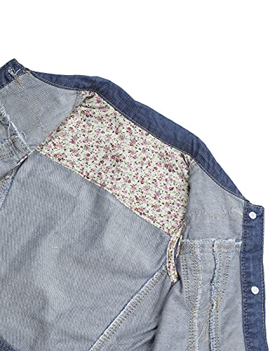 KIDSCOOL SPACE Girl Denim Vest, Round Collared Lace Sleeveless Jeans Tops4