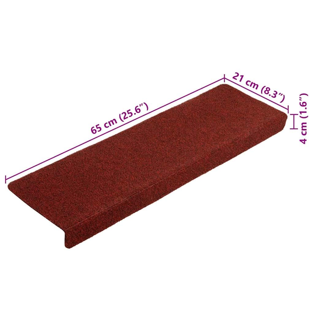 vidaXL Trapmatten Zelfklevend 20 stuks 65x21x4 cm Bordeaux Rood