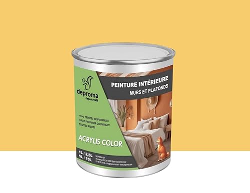 DEPROMA Peinture Acrylique Intérieure 1L - Finition Mat – Haute Opacité – Séchage Rapide – Fabrication Française (Argil Ocre)