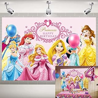 NSY Princess Background Pink Baby Shower Backdrop for Girl 1st Birthday Photography Decoration Supplies Princess Dress Up Theme Party Banner (5x3FT)